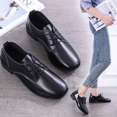 

Black small shoes female student single shoes autumn thick with womens shoes Korean version of th