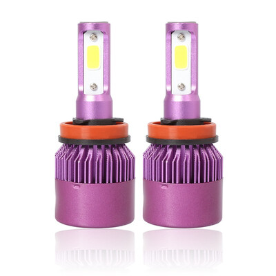

H11 S2P 2PCS Led Cob LED Chip Car Headlamp 36W 6000k White Light 8000LM Car Bulb Fog Light Purple