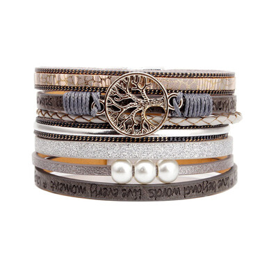 

Leather Cuff Bracelet Handmade Jewelry Lucky Charm Rhinestone Friendship Bracelet WomenGirlsKids Gifts Bracelets