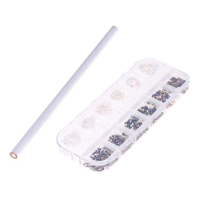 

12 Grids Crystal Nail Water Drill Mermaid Beads Point Drill Pen Nail Tools