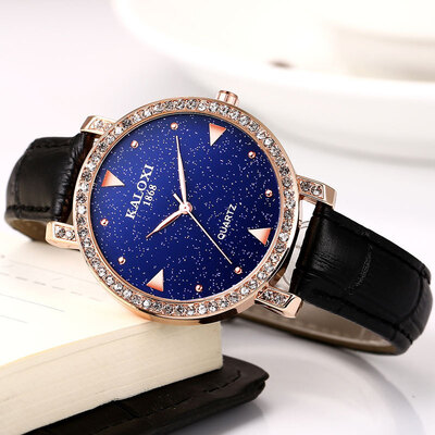 

Caroline star-studded leather strap waterproof simple female student watch