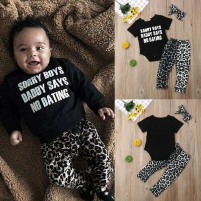 

Newborn Baby Boy Girl 3pcs Clothes Jumpsuit Romper Bodysuit Pants Outfits Set