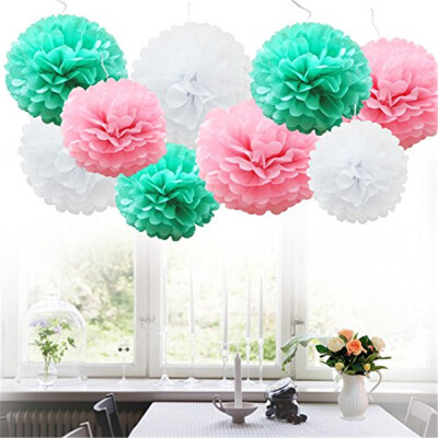 

〖Follure〗9pcs Tissue Paper Pompoms Flower Balls Fluffy Christmas Wedding Party Decoration