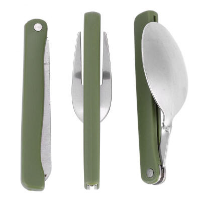 

Greensen Outdoor Stainless Steel Folding Fork Knife Spoon Tableware Set for Camping Picnic Travel