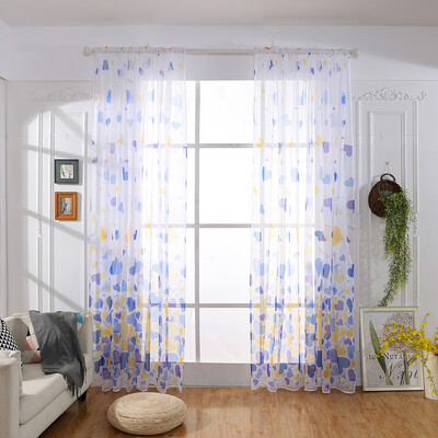 

Toponeto Heart Shaped Curtain Tulle Window Treatment Voile Drape Valance 2 Panel Fabric