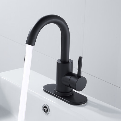 

Siaonvr Single-Handle Swivel Spout Bathroom Sink Faucet With Supply Hose Black