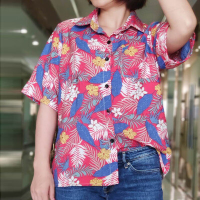 

Women Hawaiian Styles Blouse Loose Casual Women Turn-down Collar Blouses Top 2019 Summer Women Loose Blouse Ladies Print Shirt