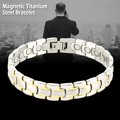 

Mens Womens Titanium Magnetic Bracelet with Silver Gold Plated As a Healthy Gift