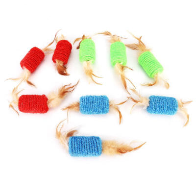 

Greensen 9 pcs Plastic Pet Toy Candy Shape Cat Kitten Playing Chew Scratch Toys With Feather