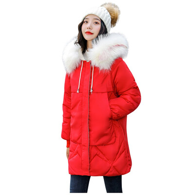 

Toponeto Women Fashion Loose Outerwear Short Cotton-padded Jackets Pocket Hooded Coats