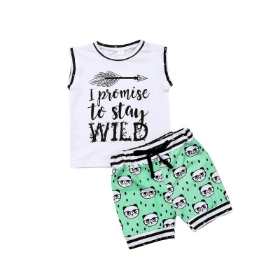 

Cute Toddler Baby Girl Boy Vest Tops Panda Short Pants Outfits Clothes Summer