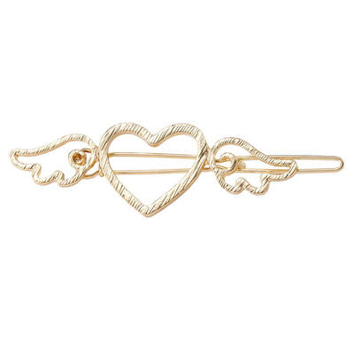 

2Pcs Vintage Hollow Heart Angel Wing Women Hairpin Hair Clip Alloy Barrette