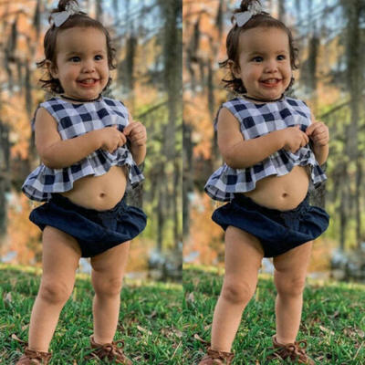 

Newborn Baby Girls Tops Vest Dress Denim Pants Shorts Briefs Outfts Clothes Set