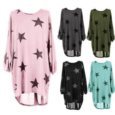 

Womens Stars Printing Oversized T-Shirt Summer Tops Blouse Dress