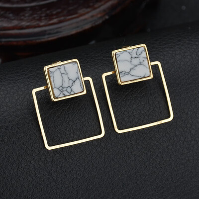 

2019 new design brand creative geometric stone earrings wild minimalist earrings for women