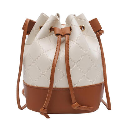 

Hit Color Shoulder Handbags PU Leather Women Lattice Bucket Crossbody Bags
