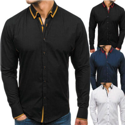 

Mens Luxury Casual Formal Shirt Long Sleeve Slim Fit Business Dress Shirts Tops