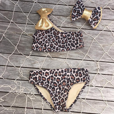 

Princess Kids Baby Girls Leopard Swimwear Swimsuit Bathing Suit Off shoulder Summer Beachwear Clothes