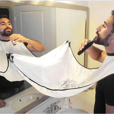 

1 PCS Hote 512x323&quot Pongee Beard Care Shave Apron Bib Trimmer Facial Hair Cape Sink White