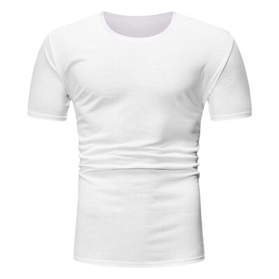 

Men T-shirt Casual Round Neck Solid Color Basic Style Top