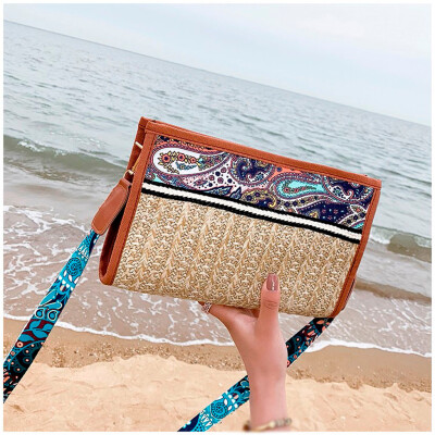 

Tailored Fashion Lady Retro Ethnic Wind Straw Beach Wild Shoulder Bag Messenger Bag