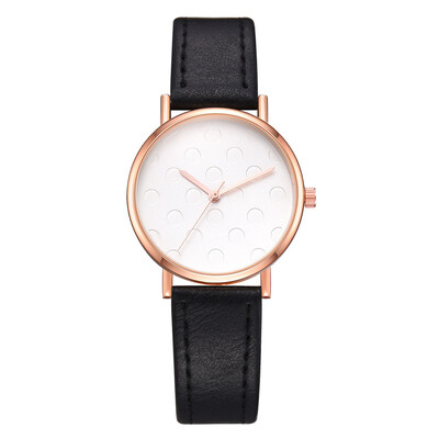

Korean version of the simple casual alloy watch wish new best selling dot PU leather ladies quartz watch