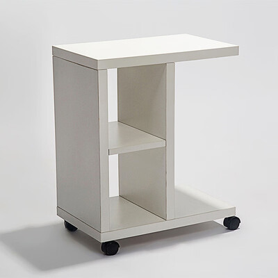 

Rolling White Nightstand End Table Sofa Side Table With Wheels Organizer Shelve