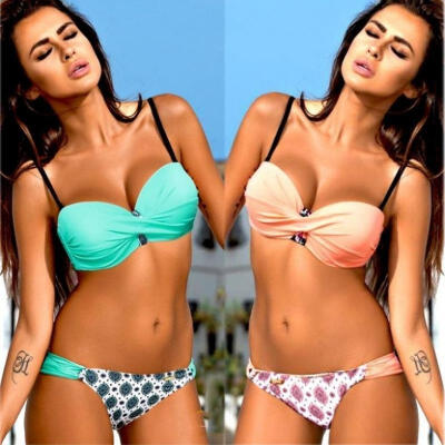 

Sexy Women Swimwear Bandage Bikini Set Push-up Padded Bra Bathing Suit Swimsuit