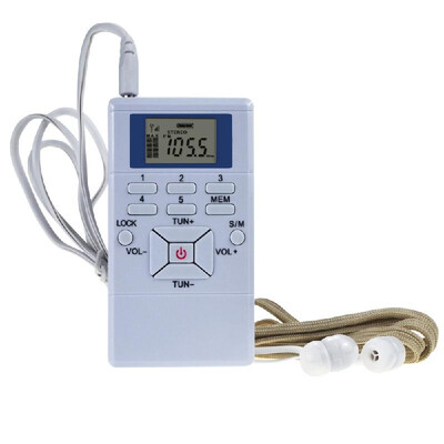 

FM Stereo Radio Receiver Digital Signal Processing DSP Meeting Radio LCD Display with Headphones Lanyard