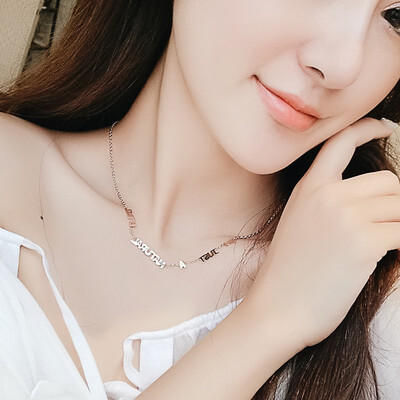 

Necklace 18K rose gold female short color gold letter necklace clavicle chain student simple Sen series wild couple