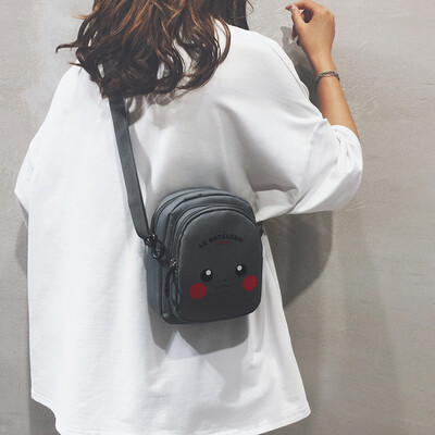 

Cartoon cute small bag female 2019 new Japanese Harajuku wild Pikachu Messenger bag canvas shoulder bag tide