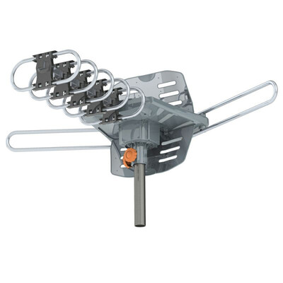 

Outdoor Power Amplified 360° Rotating 30dB HD TV Antenna wRemote Control150 Miles Range 32ft Coax Cable Dual Band UHF VHF