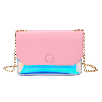 

Fashion Dual Color Mini Holographic Chain Strap Crossbody Shoulder Bag Handbag