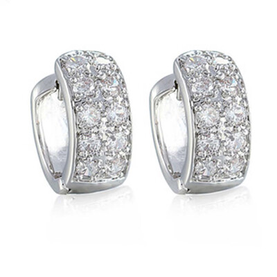 

Fashion Earring New Women Clear Stud Austrian Elegant Circle Chic Simple Earrings CZ Women Elegant Stud Small