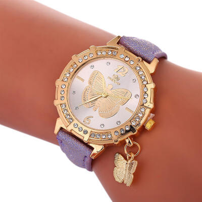 

Women Butterfly Watch Fashion Leather Strap Analog Quartz Watch Ladies Luxury Dress Watches For Women Jewelry Gift