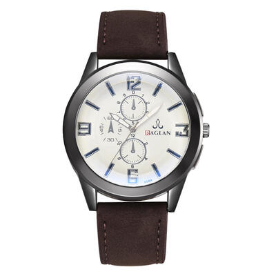 

Fashion Men Business Watches Luxury Quartz Watch PU Leather Male Clock