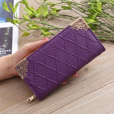 

Long Wallet Women Purses Fashion Embossed Lingge Wallet Zipper Long Lady Clutch Money Bag Multi-card Purse Portefeuille
