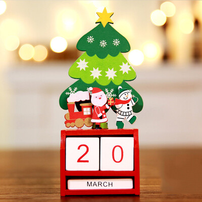

Toponeto Christmas Mini Wooden Calendar Xmas Ornament Home Decoration Craft Gift
