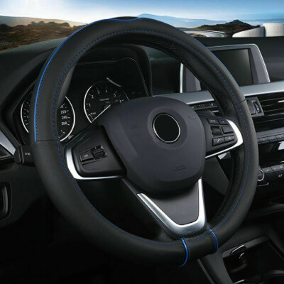 

38cm 15inch Car Steering Wheel Cover Decor Stitching Leather Universal Black
