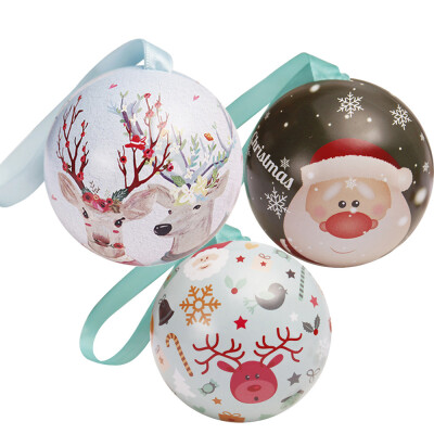 

Toponeto Tinplate Round Ball Boxes Galaxy Reindeer Santa Tree Hanging Decorations Party