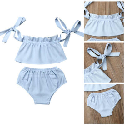 

2PCS Newborn Baby Girl Outfits Clothes Blouse Ruffle Tops Short Pants Set Summer