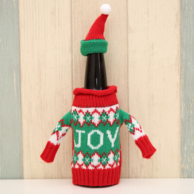 

1 Kit Wine Bottle Cover Knitting Clothes Hat Decor For Christmas New Year Party