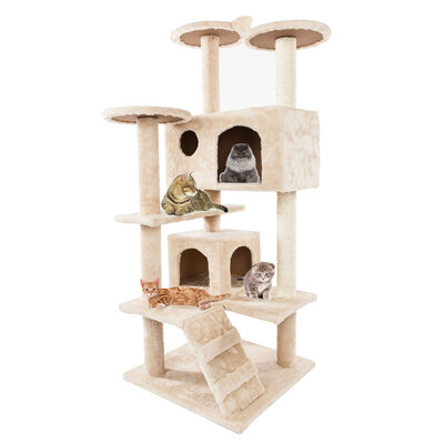 

52" Cat Tree Tower Condo Furniture Scratch Post Kitty Pet House Play Furniture Sisal Pole Stairs&Hammock