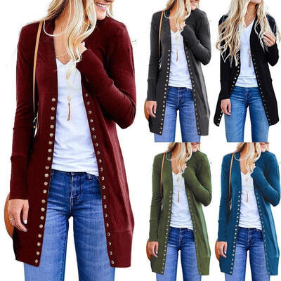 

Womens Knitted Long Sleeve Cardigan Warm Sweater Coat Jacket Outwear Knitwear