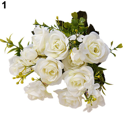 

1 Bouquet 15 Heads European Style Artificial Royal Rose Home Room Decor Flowers