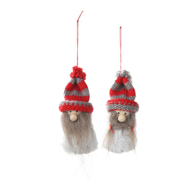 

New 1 Pair Knitted Wooden Plush Doll Christmas Pendant Drop Xmas Tree Hanging Pendants Decor Holiday Ornaments Xmas Gift for Kids