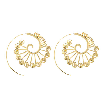 

Trendy Round Spiral Earrings Punk Exaggerated Hollow Whirlpool Gear Drop Earrings For Women Gold Sliver Ear