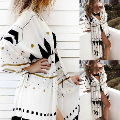 

Fashion Women Boho Floral Loose Shawl Kimono Cardigan Top Cover up Blouse