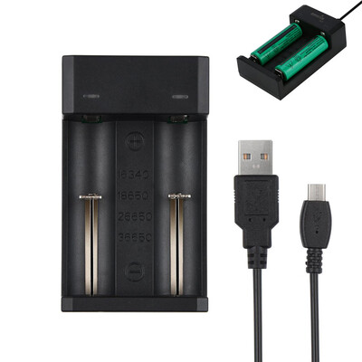 

Saidsome 2 Slots Charger For 186501450026650 Rechargeable Li-Ion Battery USB Universal flashlight lamp