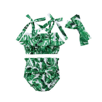 

Toddler Baby Kids Girls Floral Leaves Strap Crop Tops Shorts Outfits Set Clothes